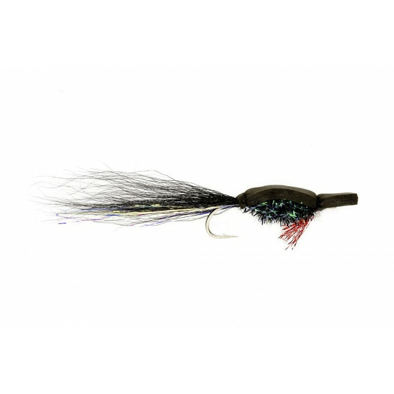 6 (SIX) GURGLER BLACK FLORIDA KEYS TARPON FLY 1/0 HOOK