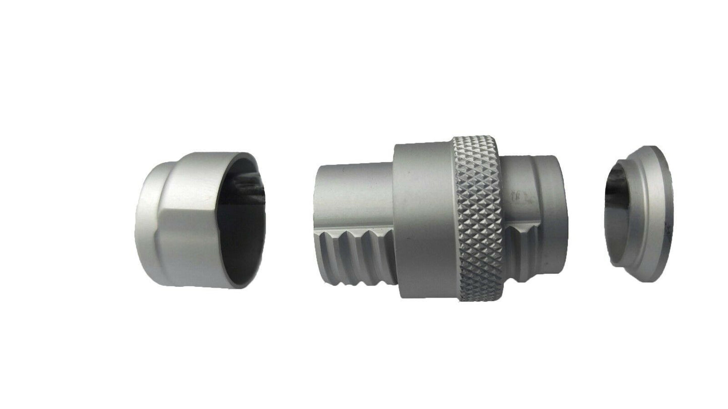 FLY ROD SKELETON REEL SEAT DOWN LOCKING SILVER GREY WITH BURLED WOOD SPACER DL4SG