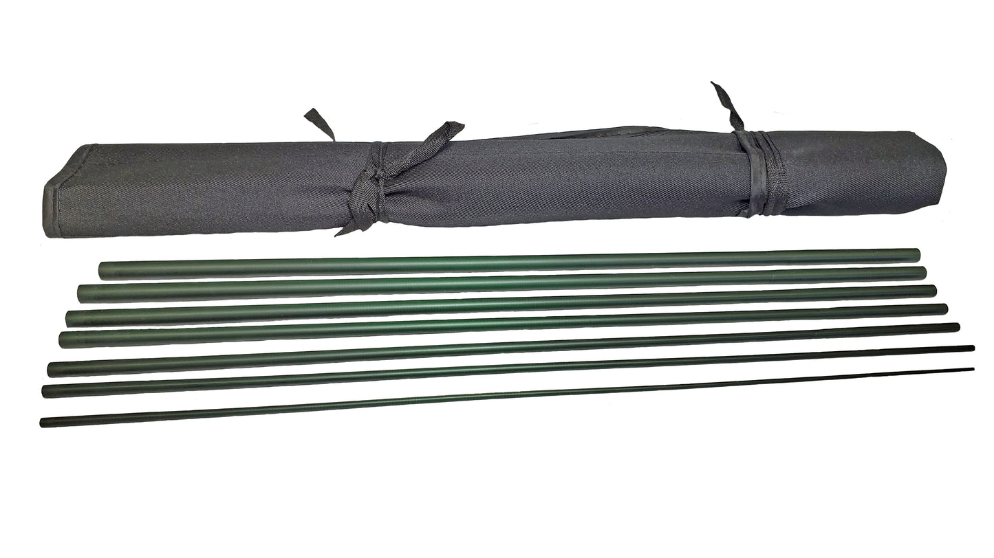 IM-8 GRAPHITE TRAVEL FLY ROD BLANKS 3/4WT 7PC 8FT DARK MATTE GREEN