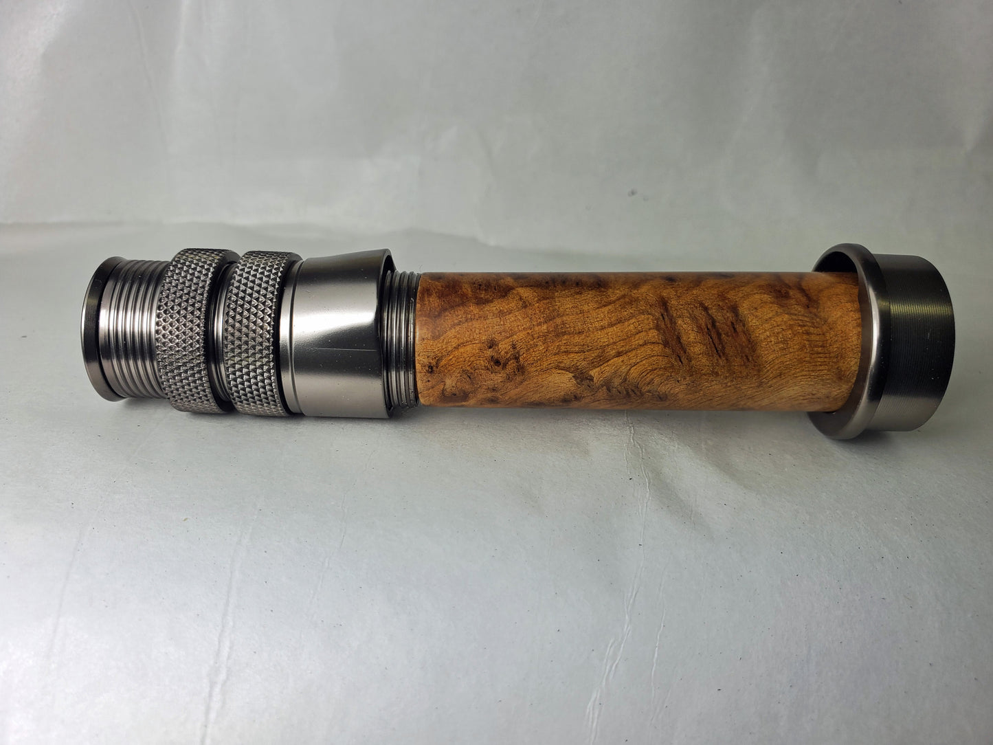 SKELETON REEL SEAT GUN SMOKE FOR 3WT/5WT FLY ROD WITH BURLED WOOD SPACER UL1C