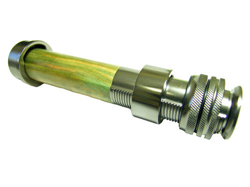 REEL SEAT GREEN BURLED WOOD TWO RING GUNSMOKE GREY ANODIZED ALUMINUM .830