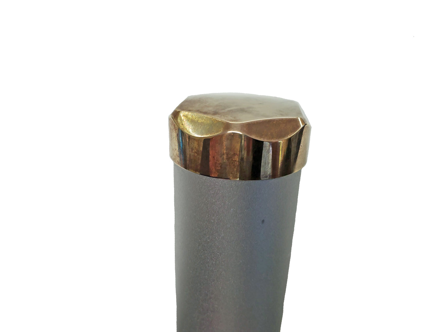 VINTAGE RETRO 1.5" x 52" ALUMINUM ROD TUBE SOLID BRASS END CAPS FOR BAMBOO FLY ROD, TOP CAP FITTED BOTTOM CAP LEFT OFF