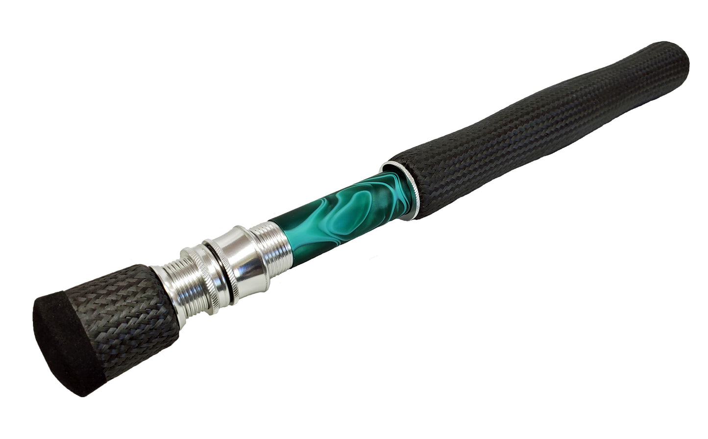 CARBON FIBER FLY ROD GRIP FULL WELLS , ACRYLIC SPACER , SILVER SKELETON REEL SEAT AND A CARBON FIBER FIGHTING BUTT. UL6S-L