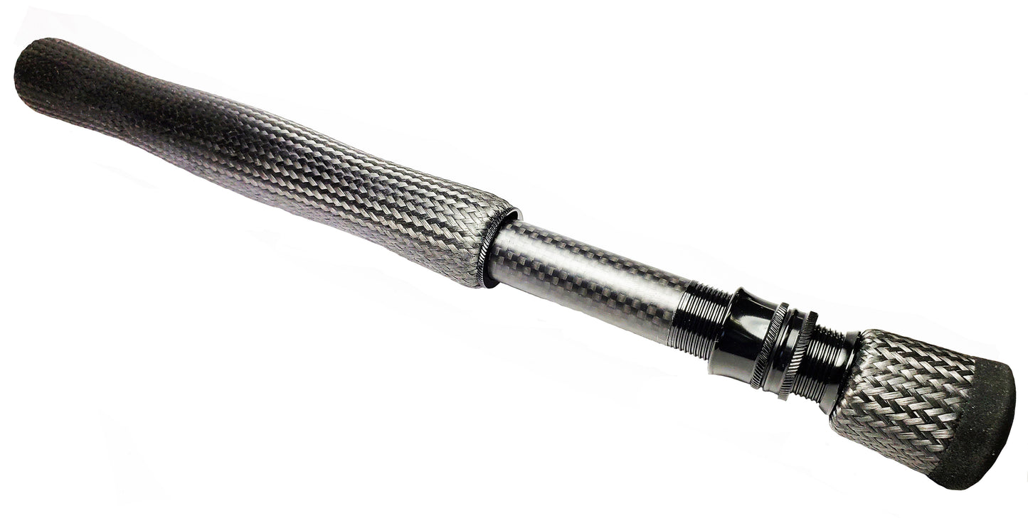 CARBON FIBER FLY ROD GRIP, FULL WELLS BUTT,CARBON FIBER SPACER,BLACK SKELETON REEL SEAT, UL6B-L