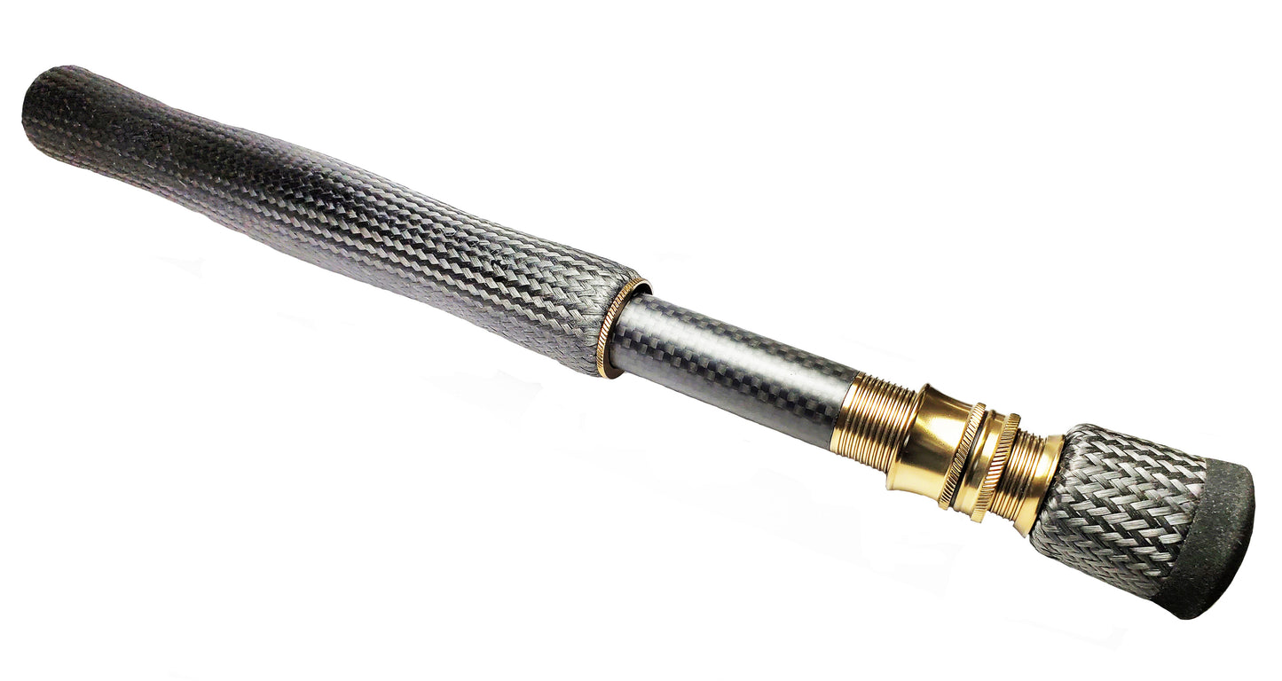 CARBON FIBER FULL WELLS FLY ROD GRIP, BUTT,CARBON FIBER SPACER,BRONZE SKELETON REEL SEAT, UL6C-L