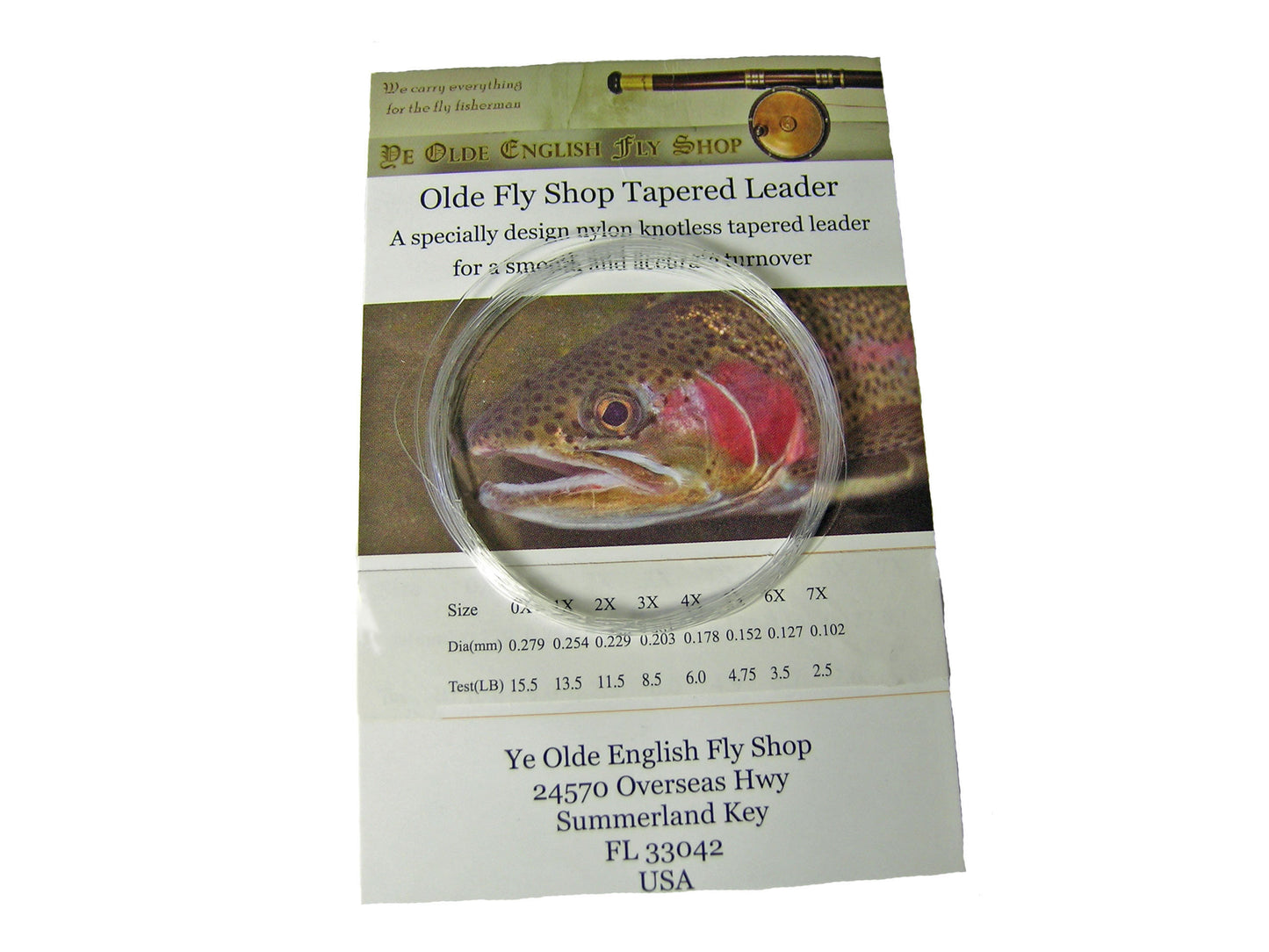 OLDE FLY SHOP 9ft TAPERED KNOTLESS NYLON LEADERS SIZES 0X THRU 7X (3 PACK)