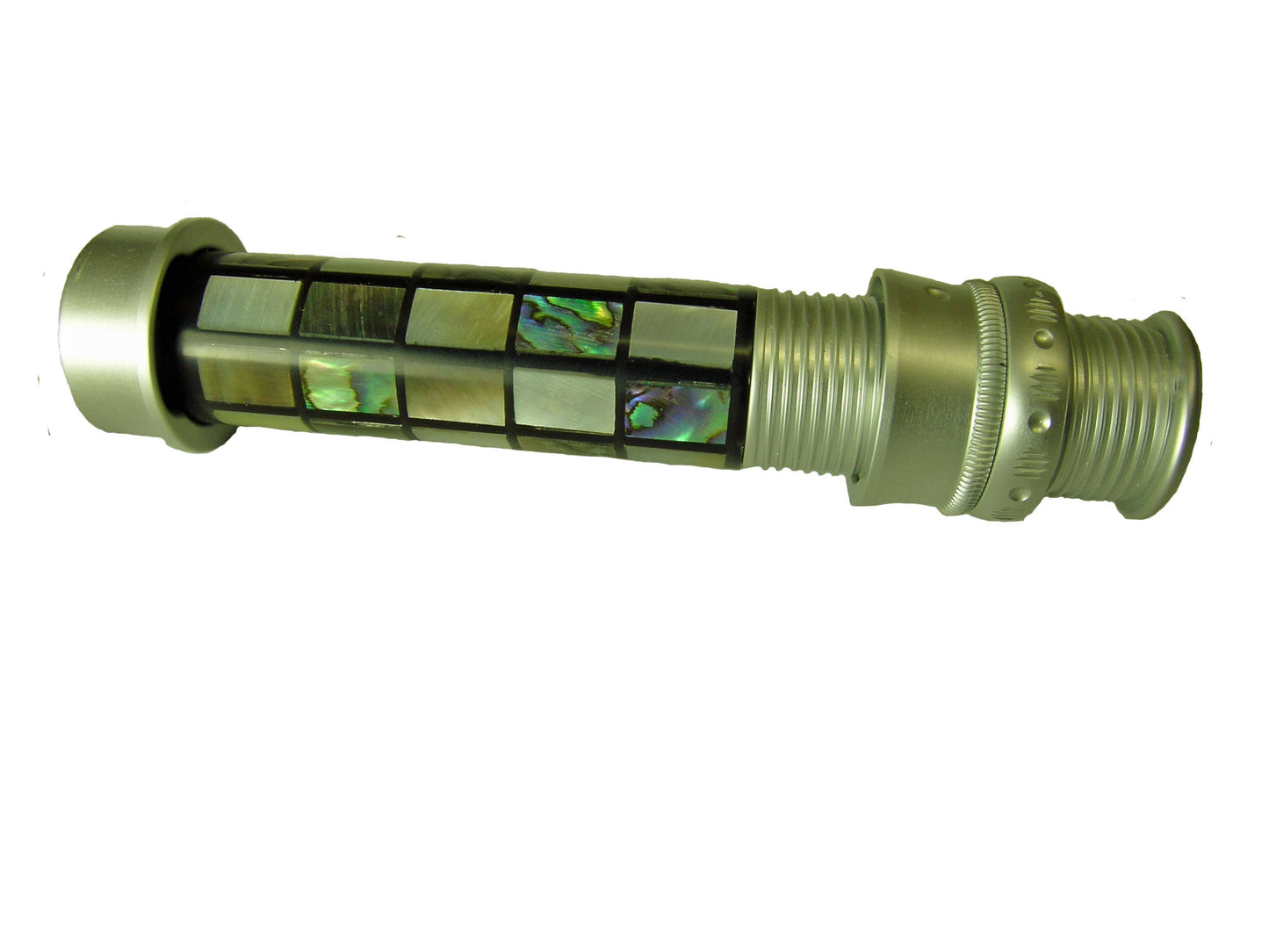 STUNNING ABALONE SHELL FLY ROD REEL SEAT SILVER HARDWEAR