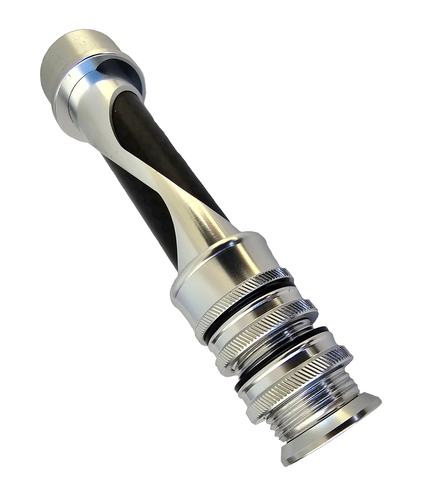 FLY ROD REEL SEAT SILVER ANODIZED ALUMINUM WAVE WITH A CARBON FIBER SPACER