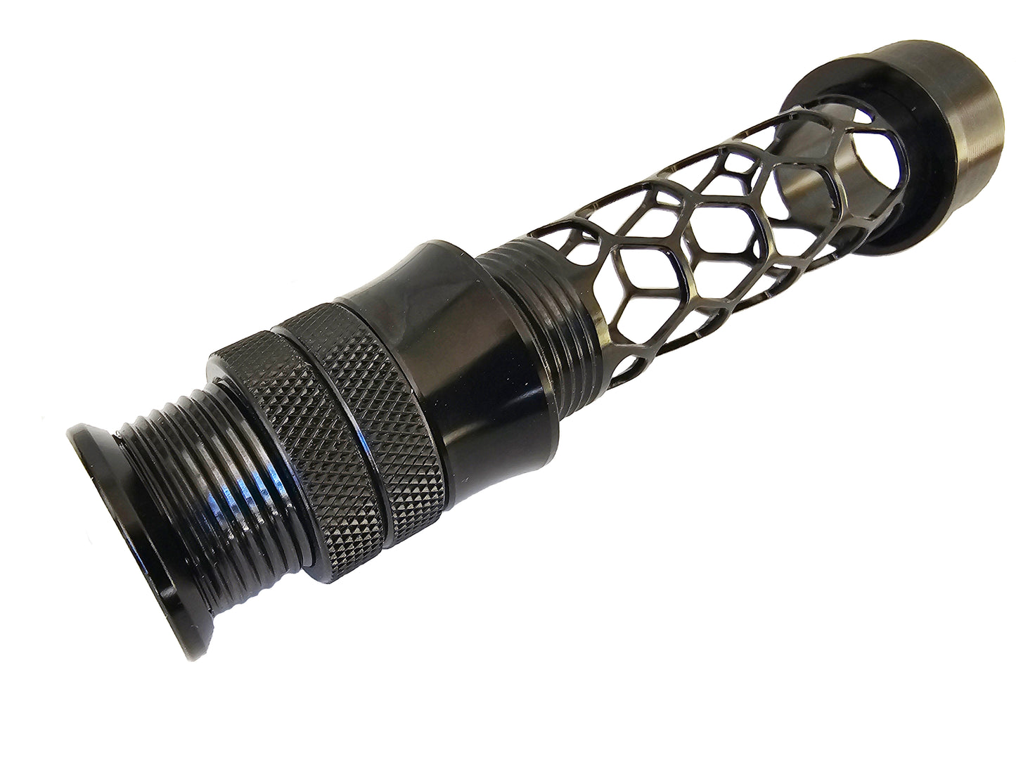 FLY ROD REEL SEAT BLACK ANODIZED ALUMINUM BRAIDED WINDOW WITH A CARBON FIBER SPACER