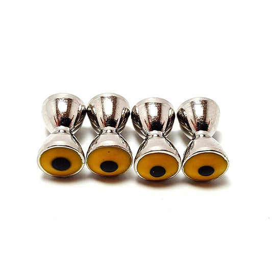 (25) BRASS DUMBBELL EYES NICKEL 3.2MM - 6.3MM FOR FLY TYING WITH YELLOW EYES