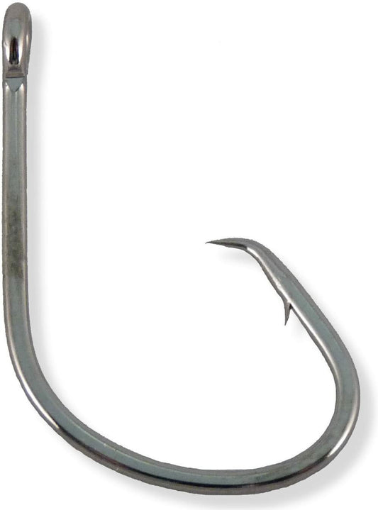 100 PACK OLDE FLY SHOP LITE WIRE OFFSET NICKEL CIRCLE SPORT FISHING HOOK #1-5/0
