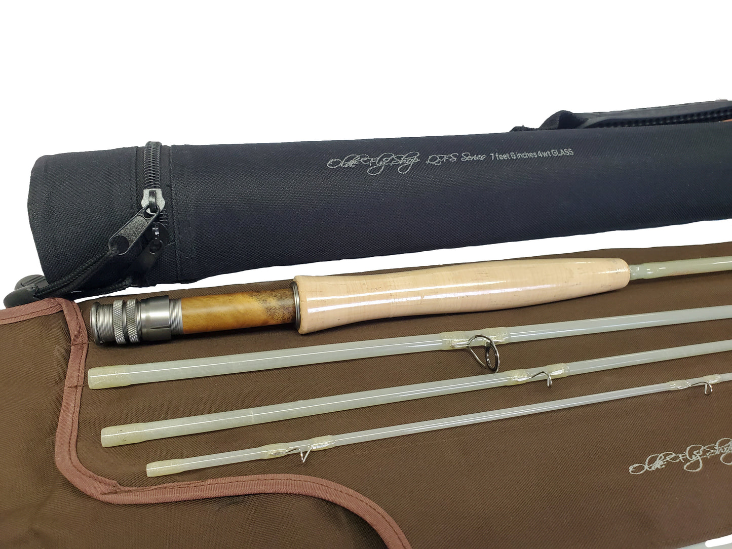 OLDE FLY SHOP TRANSPARENT FIBERGLASS FLY ROD 4PC 3WT WITH CARRYING CASE
