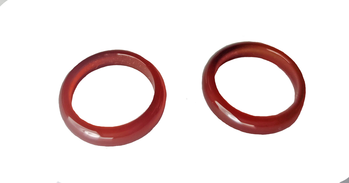 TWO (2) BEAUTIFUL NATURAL HAND MADE RED AGATE WINDING CHECK SIZE 6.5MM THRU 13MM