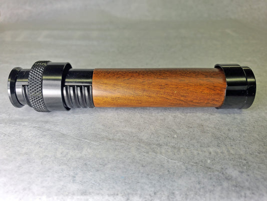 FLY ROD SKELETON REEL SEAT DOWN LOCKING BLACK WITH WALNUT WOOD SPACER DL4B