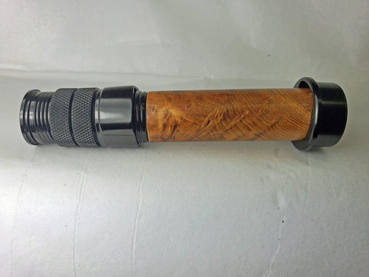 SKELETON REEL SEAT BLACK FOR 3WT/5WT FLY ROD WITH BURLED WOOD SPACER UL1B