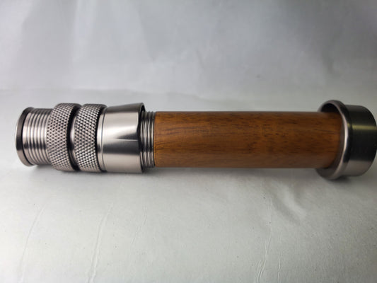 SKELETON REEL SEAT GUN SMOKE  FOR 3WT/5WT FLY ROD WITH WALNUT WOOD SPACER UL1C