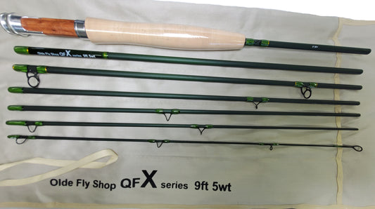 OLDE FLY SHOP TRAVEL ROD 7PC 5WT  9FT GRAPHITE FLY ROD WITH CARBON FIBER ROD TUBE