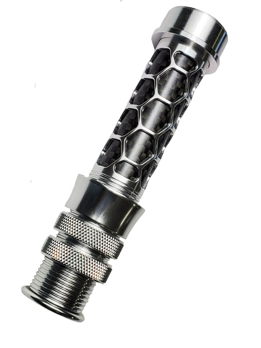 FLY ROD REEL SEAT SILVER ANODIZED ALUMINUM WINDOW BRAIDED, CARBON FIBER SPACER