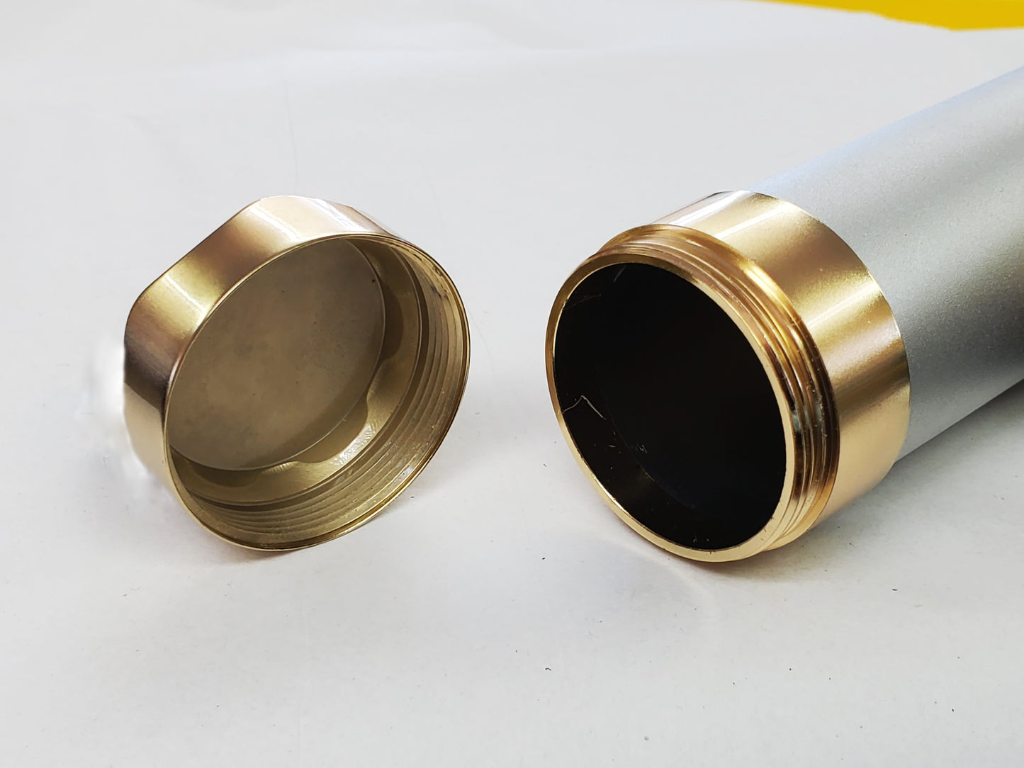 VINTAGE RETRO 1.5" ALUMINUM RODTUBE SOLID BRASS END CAPS FOR 6' 6" 2PC  BAMBOO FLY ROD