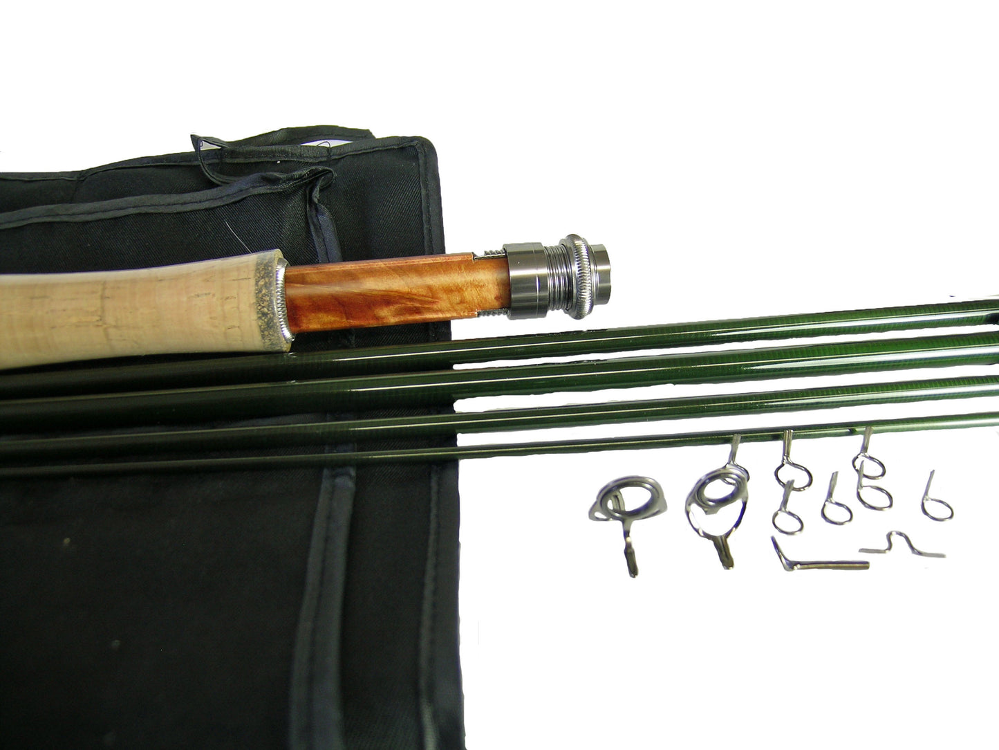 ROD BUILDING KIT WITH A IM-8 GRAPHITE FLY ROD BLANK 9FT 5WT 4PC GLOSS GREEN