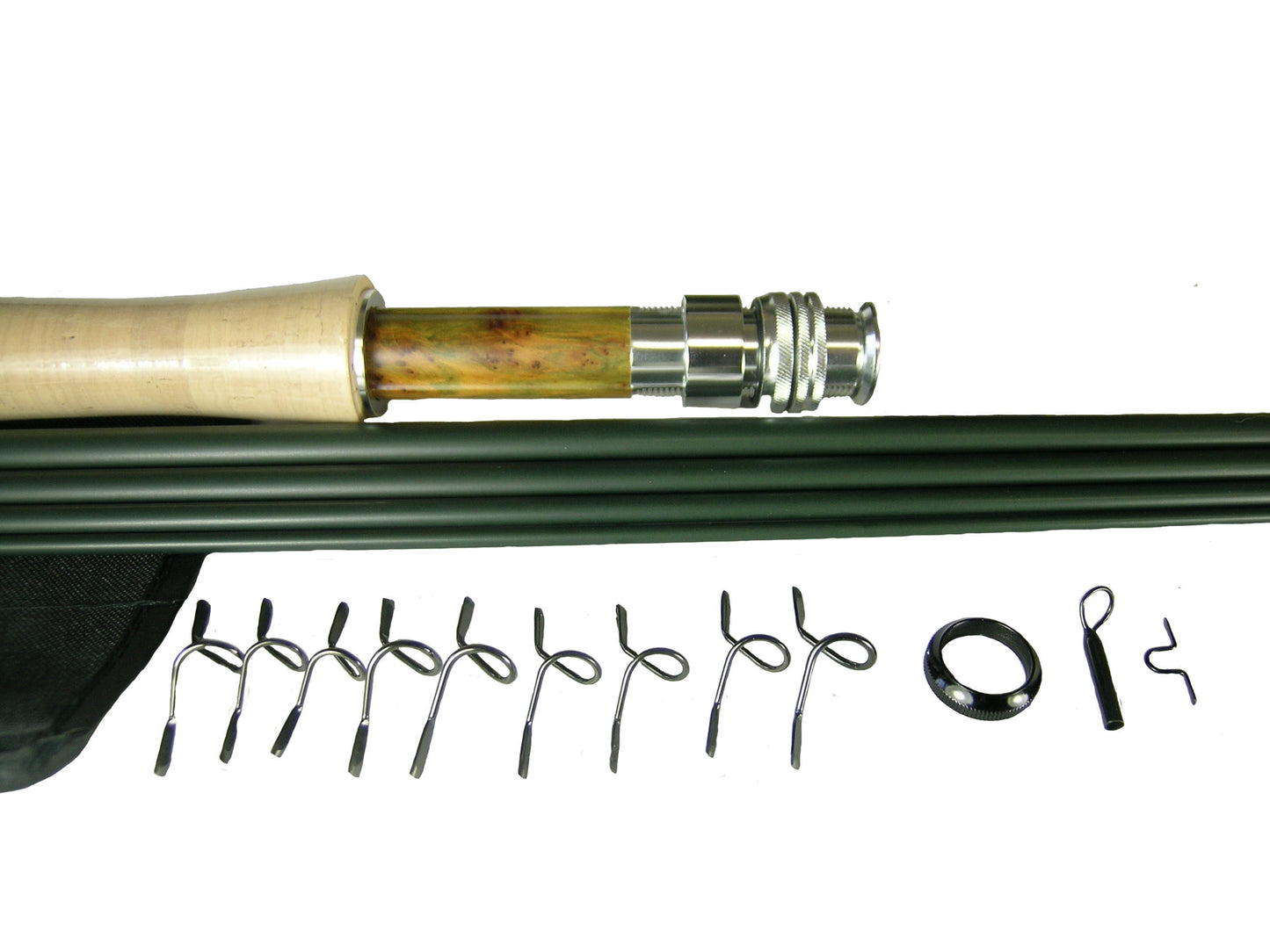 ROD BUILDING KIT IM-8 GRAPHITE FLY ROD BLANK 10ft 3WT 4PC MATTE  BLACK  (SILVER)