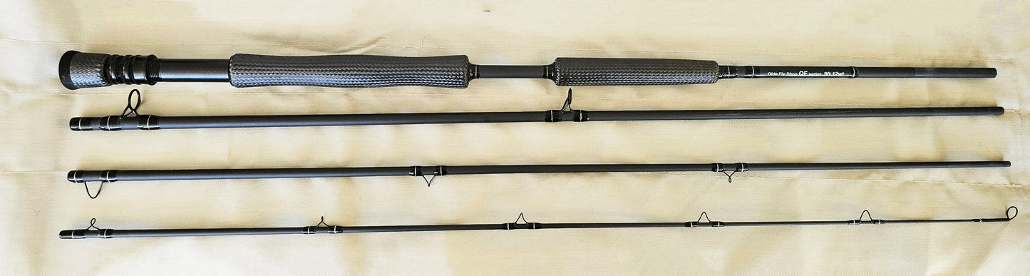 OLDE FLY SHOP 12WT 4PC GRAPHITE WITH CARBON GRIP AND REEL SEAT FLY ROD WITH FIGHTING BUTT AND FORWARD GRIP