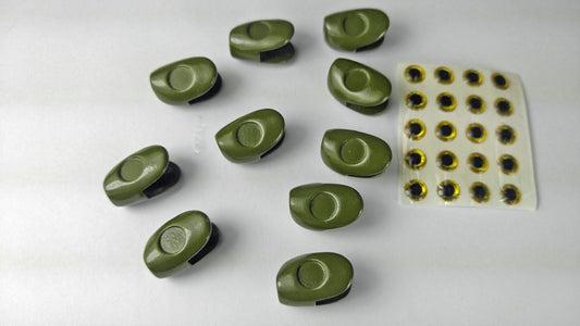 TEN (10 MEDIUM OLDE FLY SHOP TITANIUM OLIVE GREEN STREAMERS HEADS
