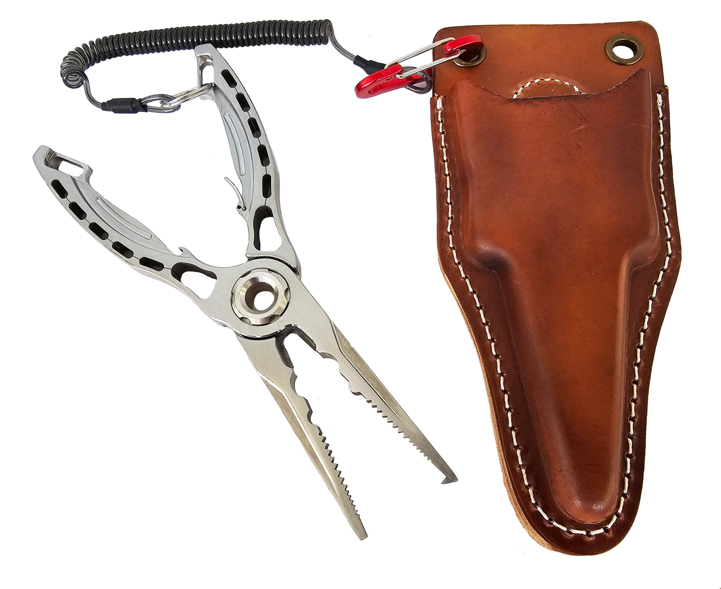 7 1/2" STAINLESS STEEL  FISHING PLIERS WITH LEATHER SHEATH