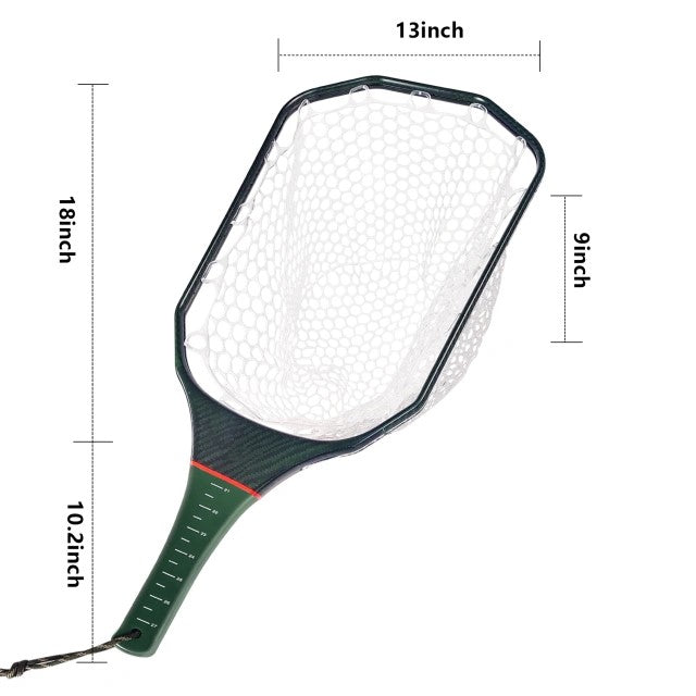Light Weight Square Head Carbon Fiber Landing Net With PVC Rubber net