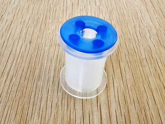 (25) EMPTY FLY TYING THREAD SPOOL WITH RETAINER 25PC CLEAR 1" DIA X 1 1/8"