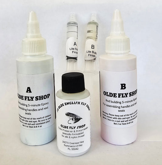 OLDE FLY SHOP COMPLETE EPOXY ROD BUILDING KIT AND LITE FINISH KIT